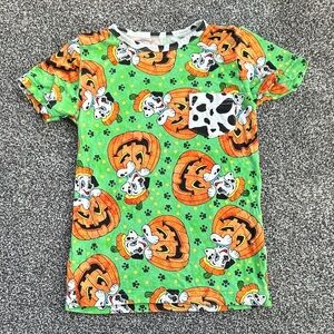Green Halloween Kids Shirt with Dalmatian Print